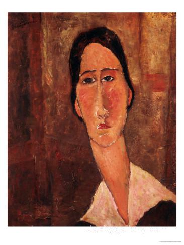 A Portrait of Jeanne Hebuterne by Amedeo Modigliani paintings reproduction - Click Image to Close